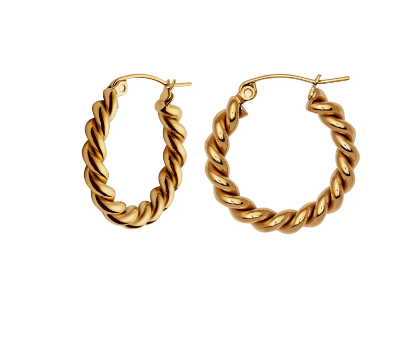 GOLD TWIST HOOP EARRINGS