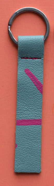 HAND PAINTED LEATHER KEYRING