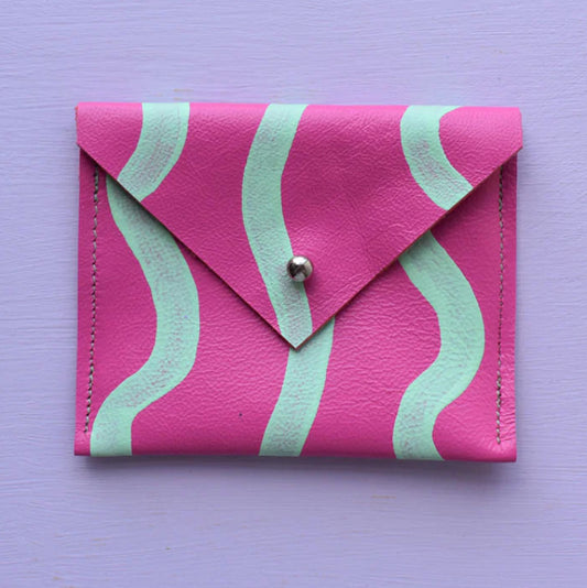 WAVE LEATHER HAND PAINTED CARD POUCH