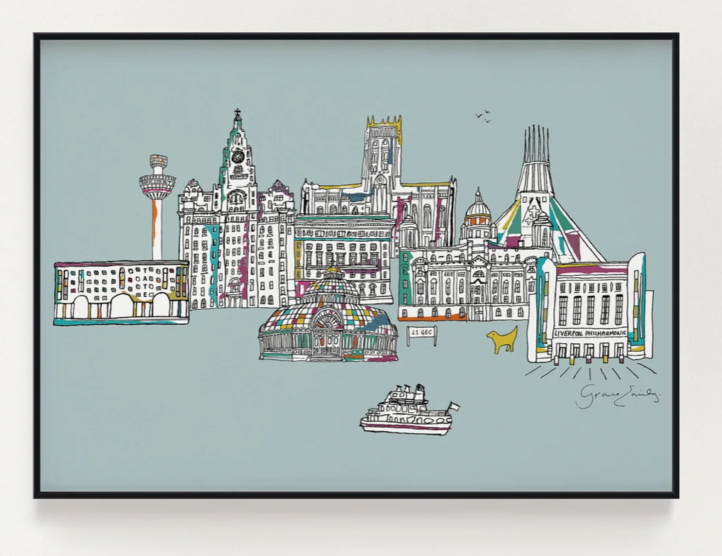 BLUE LIVERPOOL LANDMARKS