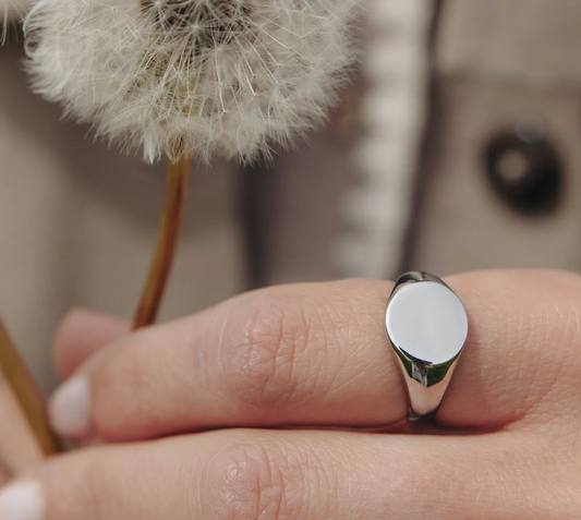 SILVER ROUND SIGNET RING