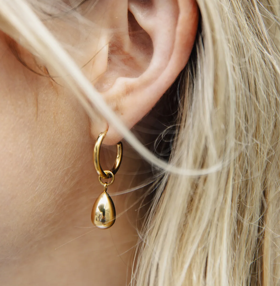 GOLD DROP HOOP EARRINGS